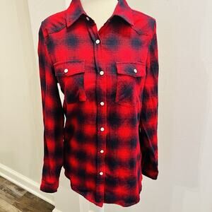 INSO COLLECTION, Women's Medium Red Tartan Plaid Flannel Shirt